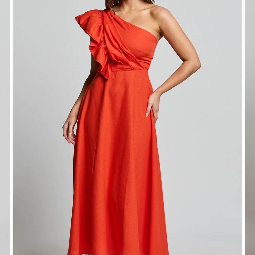 SHOWPO Elegant One-Shoulder Orange Dress